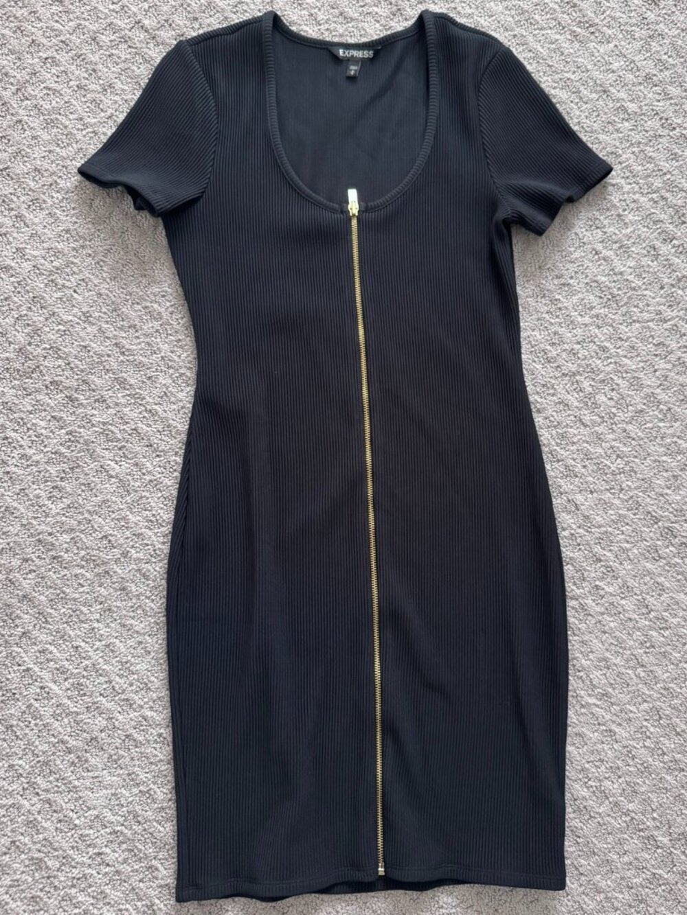 Express black ribbed short sleeve mini dress